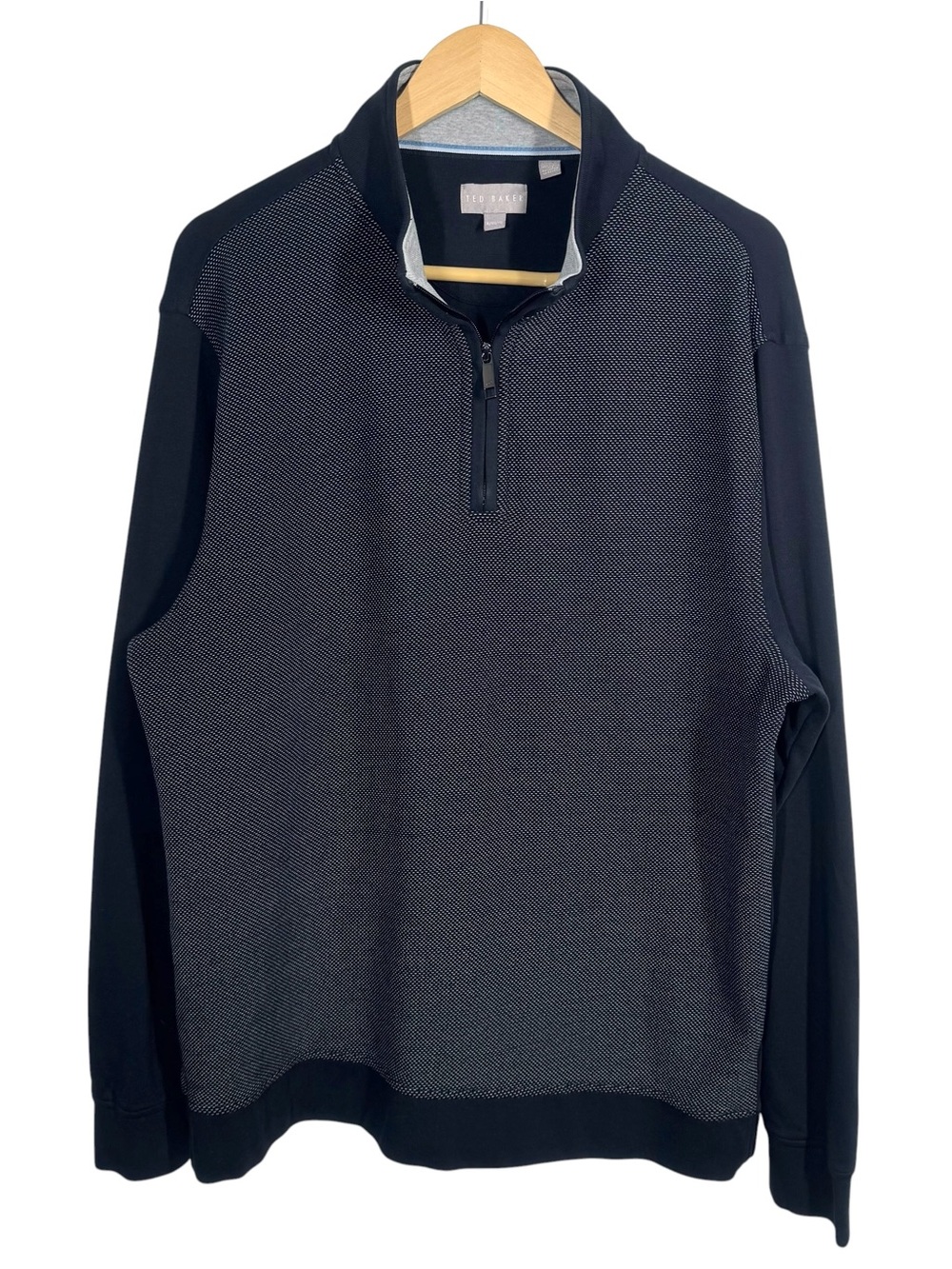 Ted Baker Navy Blue Quarter Zip Pullover LS Cotton Sweatshirt Sweater XL